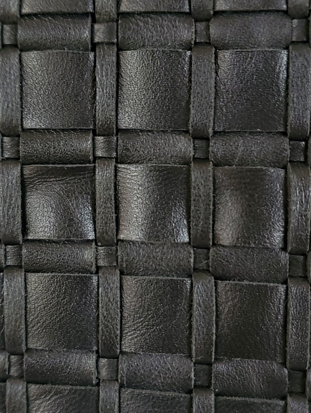 Quince Leather Basketweave Pillow Cover 20x20 European Linen Back Black